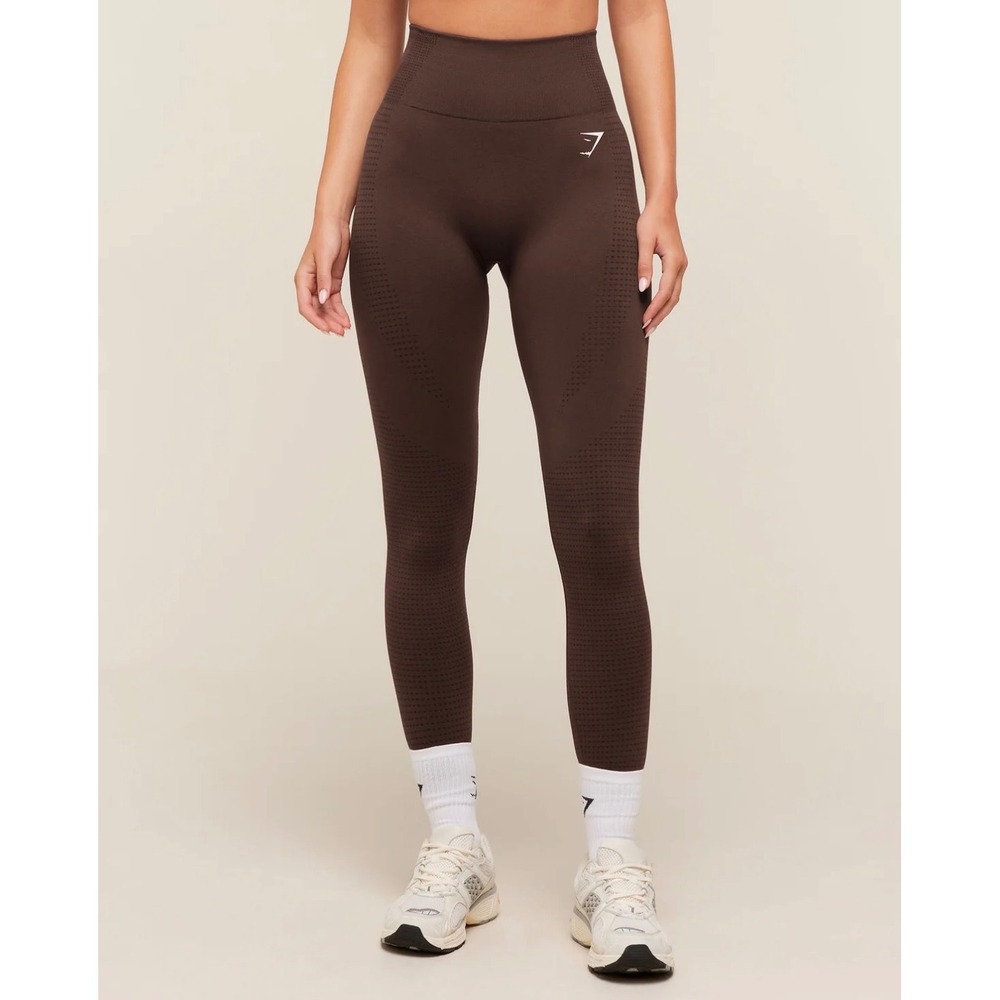 Gymshark Vital Seamless 2.0 Leggings Brown Marl High Waisted Small B1A2B-NC65